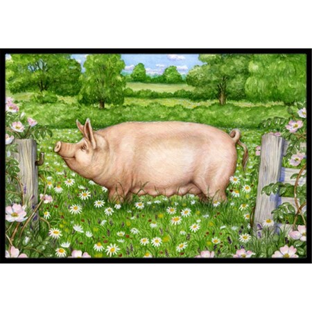 Carolines Treasures Pig in Dasies by Debbie Cook Indoor or Outdoor Mat- 24 x 36 CDCO0374JMAT